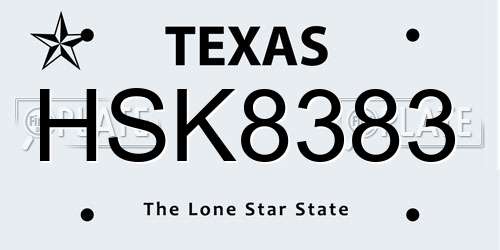 HSK8383 Texas License Plate