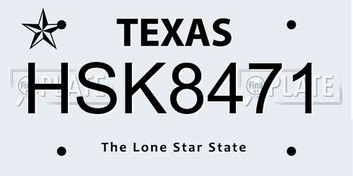 HSK8471 Texas License Plate