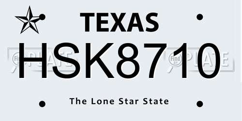 HSK8710 Texas License Plate