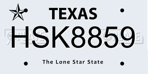 HSK8859 Texas License Plate