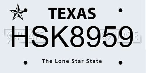 HSK8959 Texas License Plate