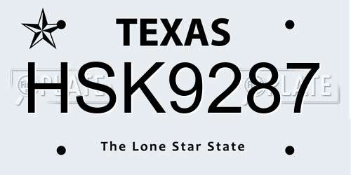HSK9287 Texas License Plate