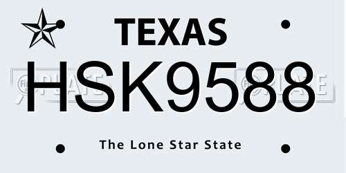 HSK9588 Texas License Plate