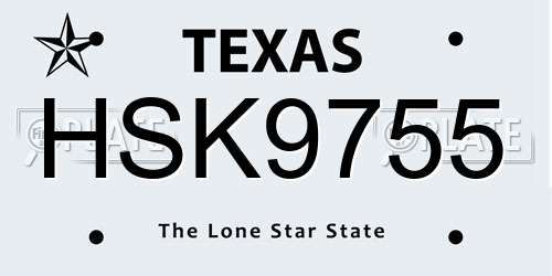 HSK9755 Texas License Plate