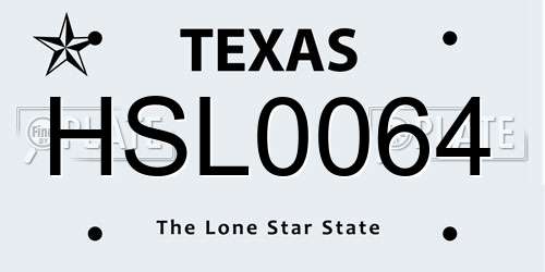 HSL0064 Texas License Plate