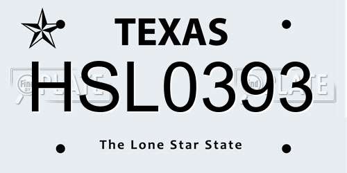HSL0393 Texas License Plate