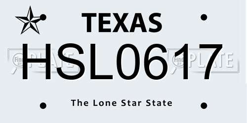 HSL0617 Texas License Plate