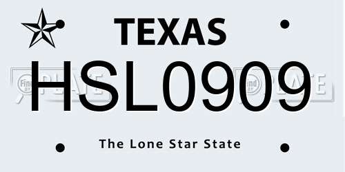 HSL0909 Texas License Plate