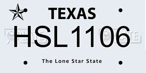 HSL1106 Texas License Plate