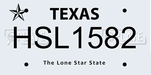 HSL1582 Texas License Plate