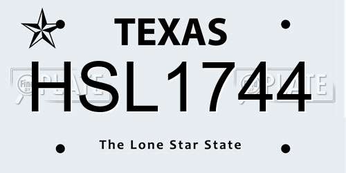 HSL1744 Texas License Plate