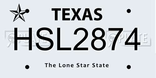 HSL2874 Texas License Plate