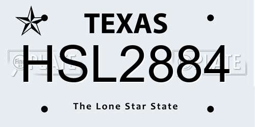 HSL2884 Texas License Plate