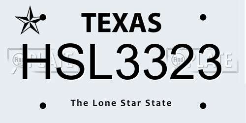 HSL3323 Texas License Plate