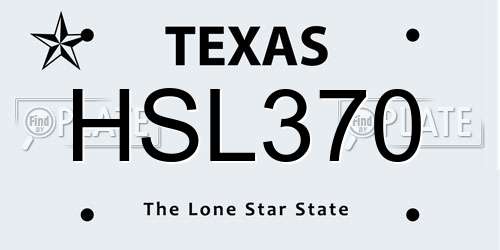 HSL370 Texas License Plate