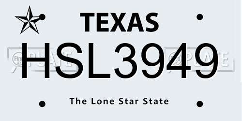 HSL3949 Texas License Plate