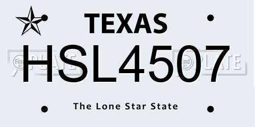 HSL4507 Texas License Plate