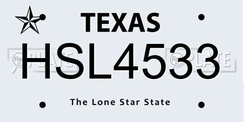 HSL4533 Texas License Plate
