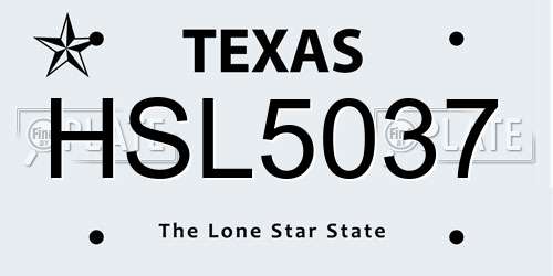 HSL5037 Texas License Plate