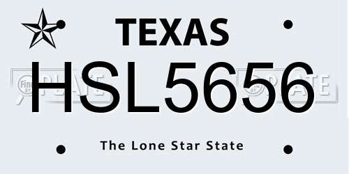 HSL5656 Texas License Plate