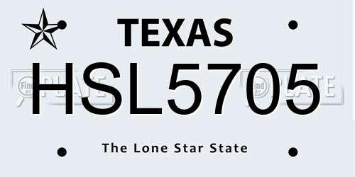 HSL5705 Texas License Plate