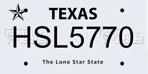 HSL5770 Texas License Plate