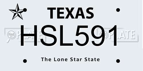HSL591 Texas License Plate