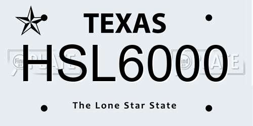 HSL6000 Texas License Plate