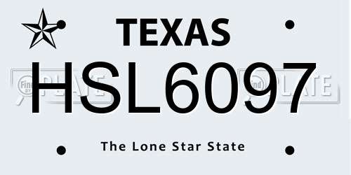 HSL6097 Texas License Plate