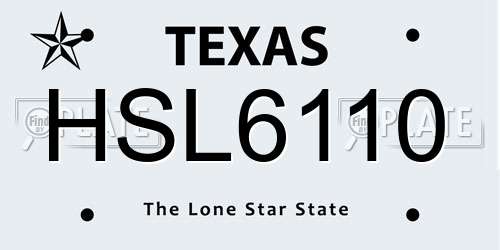 HSL6110 Texas License Plate