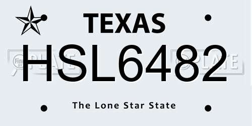 HSL6482 Texas License Plate