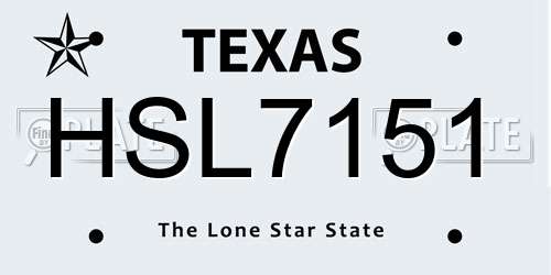 HSL7151 Texas License Plate