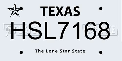 HSL7168 Texas License Plate