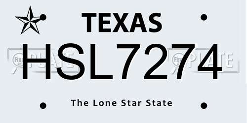 HSL7274 Texas License Plate