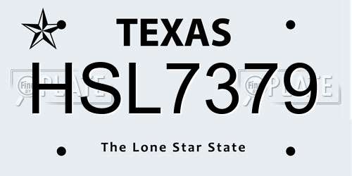 HSL7379 Texas License Plate