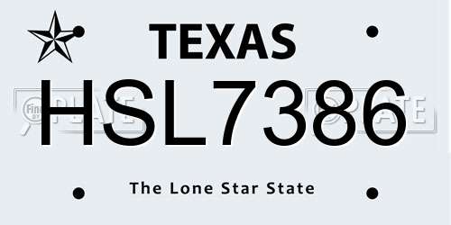 HSL7386 Texas License Plate