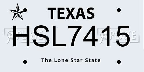 HSL7415 Texas License Plate