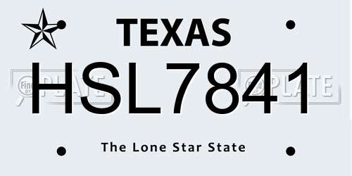 HSL7841 Texas License Plate