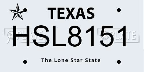 HSL8151 Texas License Plate