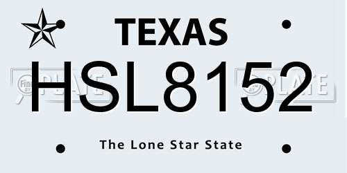 HSL8152 Texas License Plate