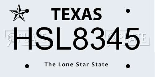 HSL8345 Texas License Plate