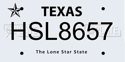 HSL8657 Texas License Plate