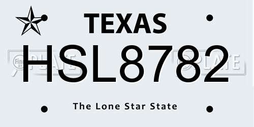 HSL8782 Texas License Plate