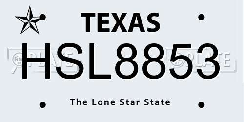 HSL8853 Texas License Plate