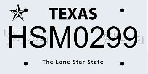 HSM0299 Texas License Plate