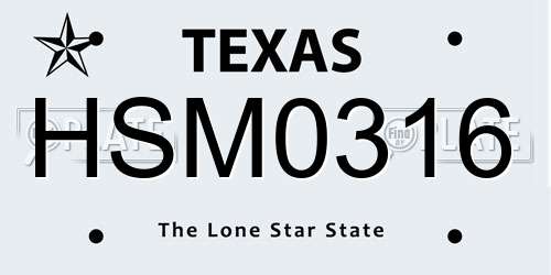 HSM0316 Texas License Plate