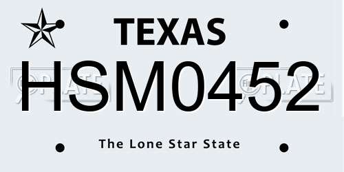 HSM0452 Texas License Plate