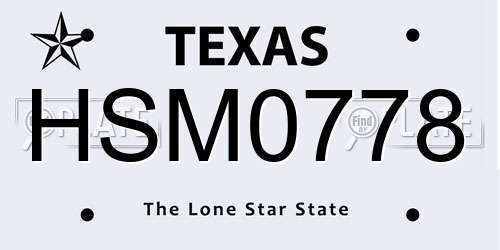 HSM0778 Texas License Plate