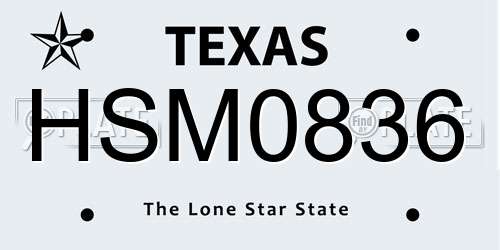 HSM0836 Texas License Plate