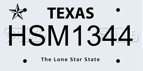 HSM1344 Texas License Plate